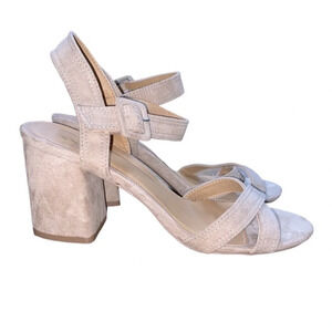 Qupid tan suede block heels size 9